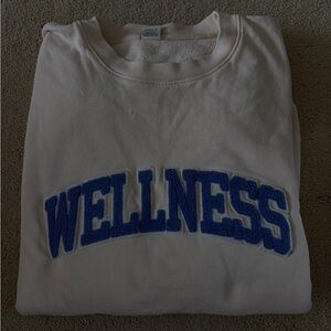 Sporty & Rich Cream Sweatshirt with Blue 'Wellness' Embroidery